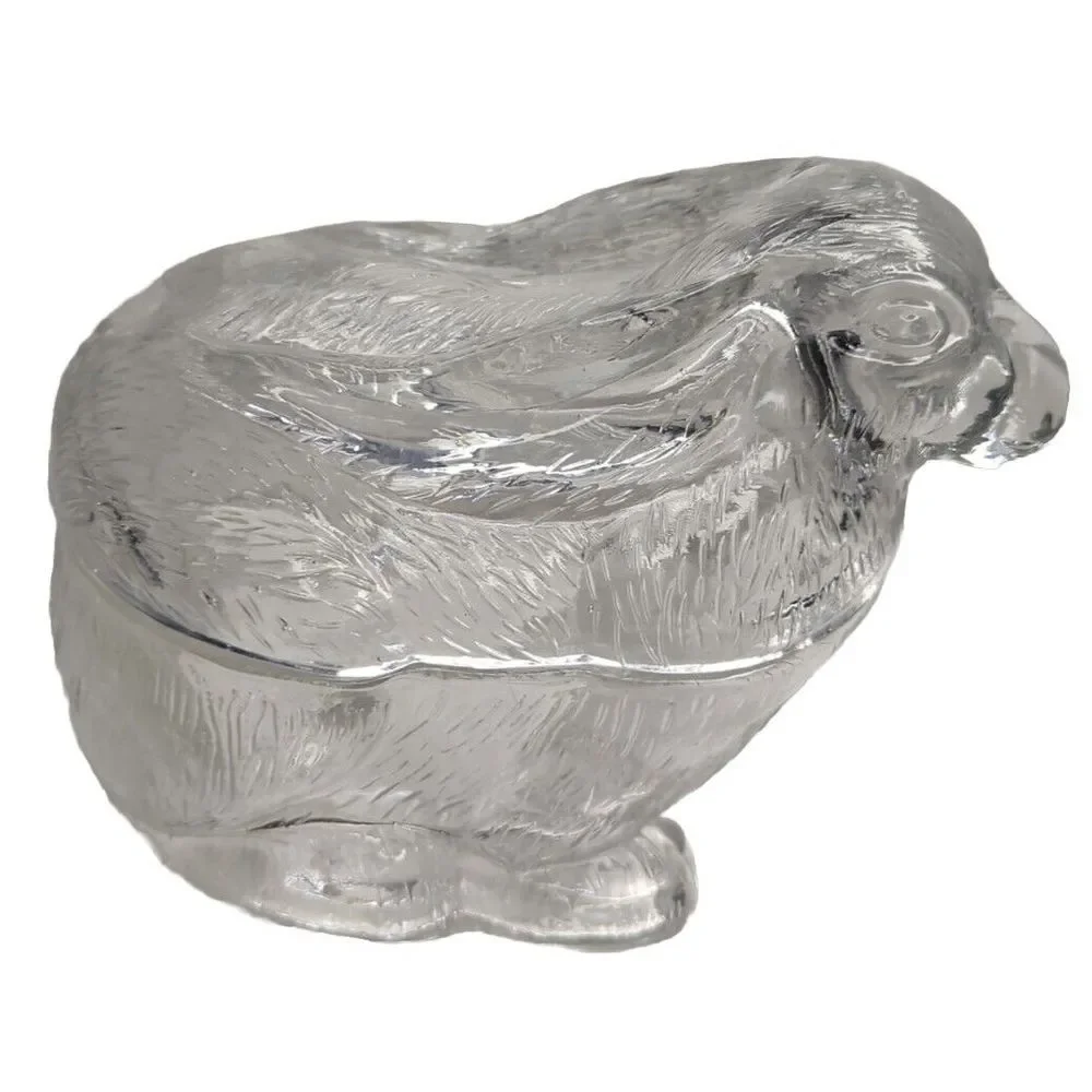 Vintage‎ Glass Molded Bunny Rabbit Candy/ Trinket Dish, Table Decor